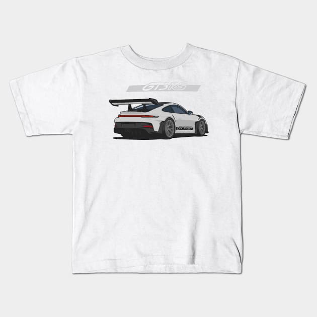 Rear car 911 gt3 rs grey Kids T-Shirt by creative.z